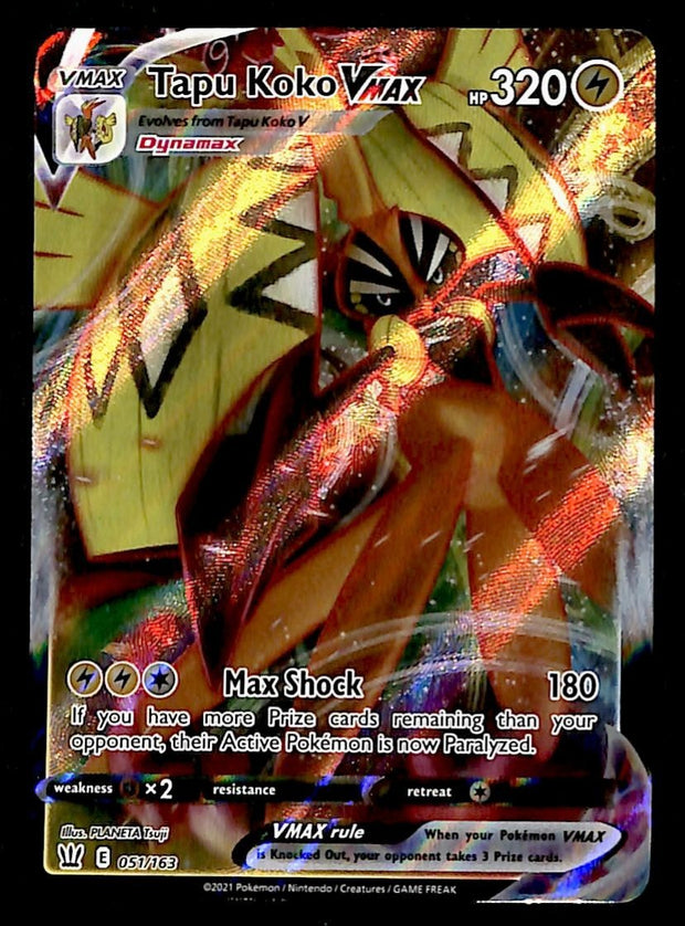Tapu Koko Vmax Full Art Rare Battle Styles 051/163, NM Pokemon Card