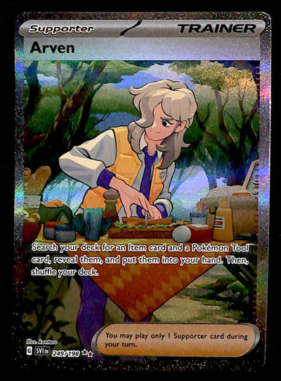Arven Full Art Trainer Rare Scarlet & Violet Base 249/198, NM Pokemon Card