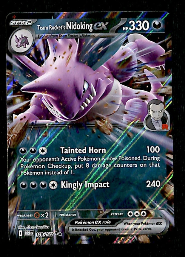 Tem Rockets Nidoking Ultra Rare Destined Rivals NM, 119/182 Pokemon Card