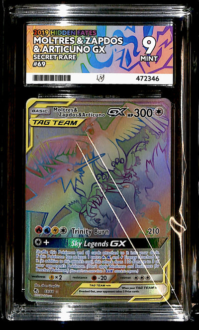 Moltres & Zapdos & Articuno GX Hidden Fates 69/68, ACE 9 Pokemon Card